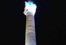 Puglia – La colonna romana di Brindisi illuminata di “blu Onu”