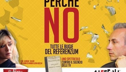 Trani – Stasera  Marco Travaglio presenta lo spettacolo “Perché no. Tutte le bugie del Referenzum”