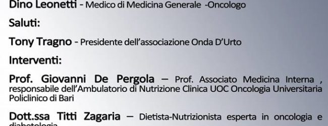 Andria – Oggi incontro: prevenzione dei tumori a tavola