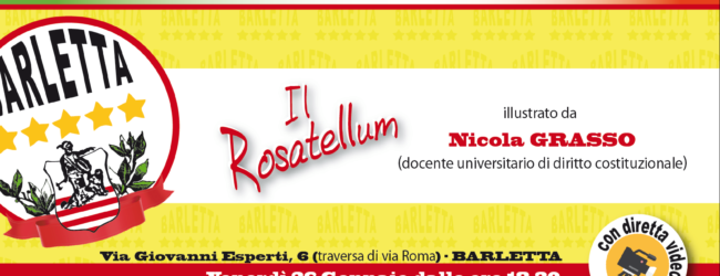 “Barletta cinque stelle” organizza un incontro sulla legge elettorale con il professor Grasso