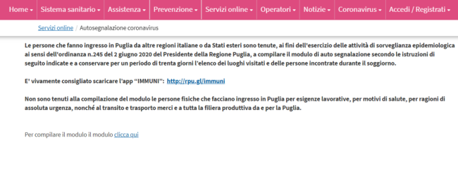 Obbligo di segnalare arrivo da altre regioni. M5S: “Impossibile compilare il modulo. Servizio in aggiornamento”